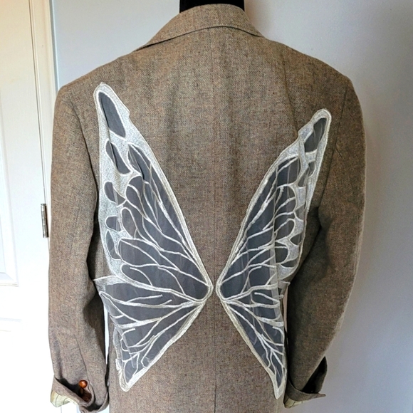TRICIA FIX Vintage Blazer With Butterfly Sheer Design. Sz M. NWOT - Picture 1 of 11